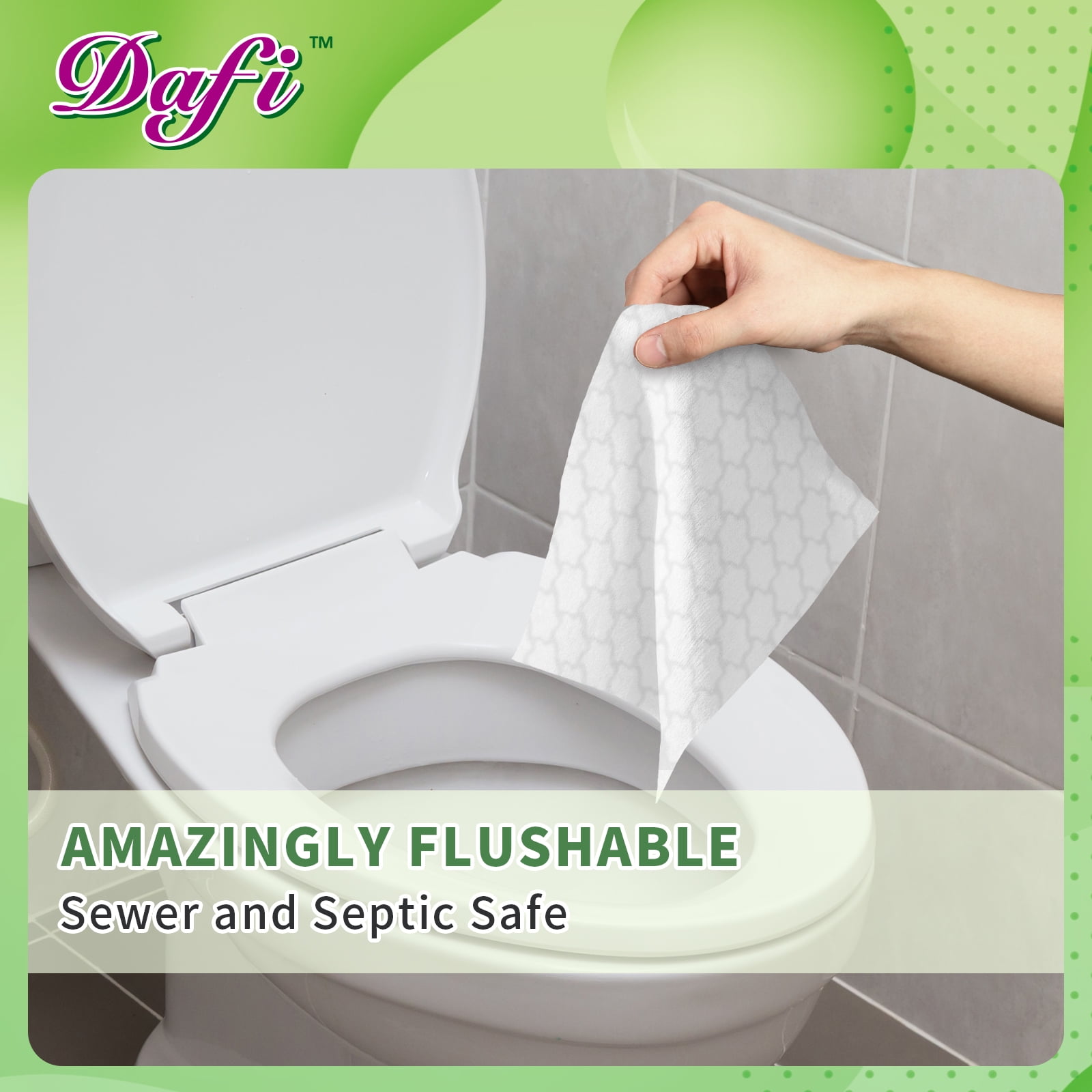 DAFI Flushable Wipes for Adult Wet Wipes, Unscented Toilet Wipes, No Alcohol & Septic and Sewer Safe, 720 Total Wipes