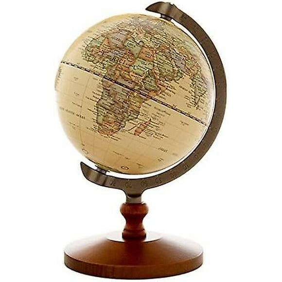 New,suitable Diameter Tiny Brown World Globe Decorative Desktop Globe Rotating Earth Geography Globe Wooden Base Educational Side Table Globe Kids G