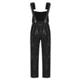 thumbnail image 4 of YEAHDOR Kids Girls Casual Metallic Overalls Wide Shoulder Straps Sequins Jumpsuit Romper Carnival Outfit Black 8, 4 of 7