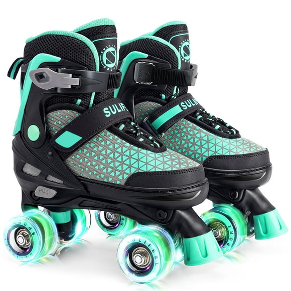 SULIFEEL Roller Skates for Girls Boys Kids,4 Sizes Adjustable Quad Skates with Light up Wheels,Safe Fun Children Skates, Best Gift for Beginners Indo