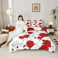 thumbnail image 4 of Homewish Romantic Red Rose Queen Comforter Set for Couple, Anniversary Flower Floral Bedding Sets, Valentines Day Reversible Bedding Comforter Set, Ultra Soft Bedroom Decor, 3-Piece, 4 of 8