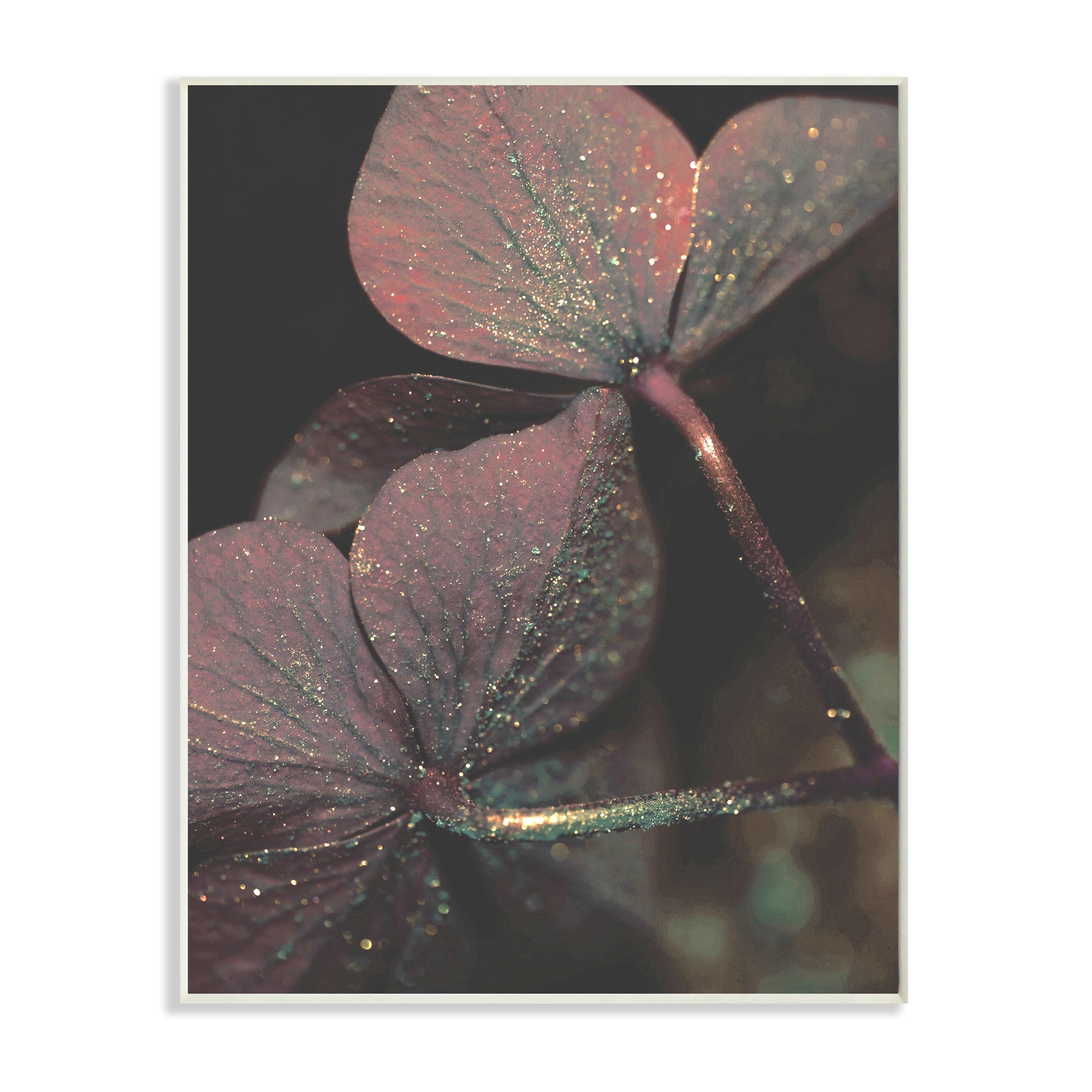 Stupell Industries Red Sparkle Petals Warm Tone Clover Detail Wall Plaque by Daphne Polselli