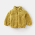 thumbnail image 3 of QUYUON Toddler Fleece Jackets Infant Baby Girls Lined Fleece Full Zip Jacket Kids Soft Lightweight Warm Winter Coat Outerwear Stand Collar Long Sleeve Fuzzy Fleece Jackets Yellow 4T-5T, 3 of 6