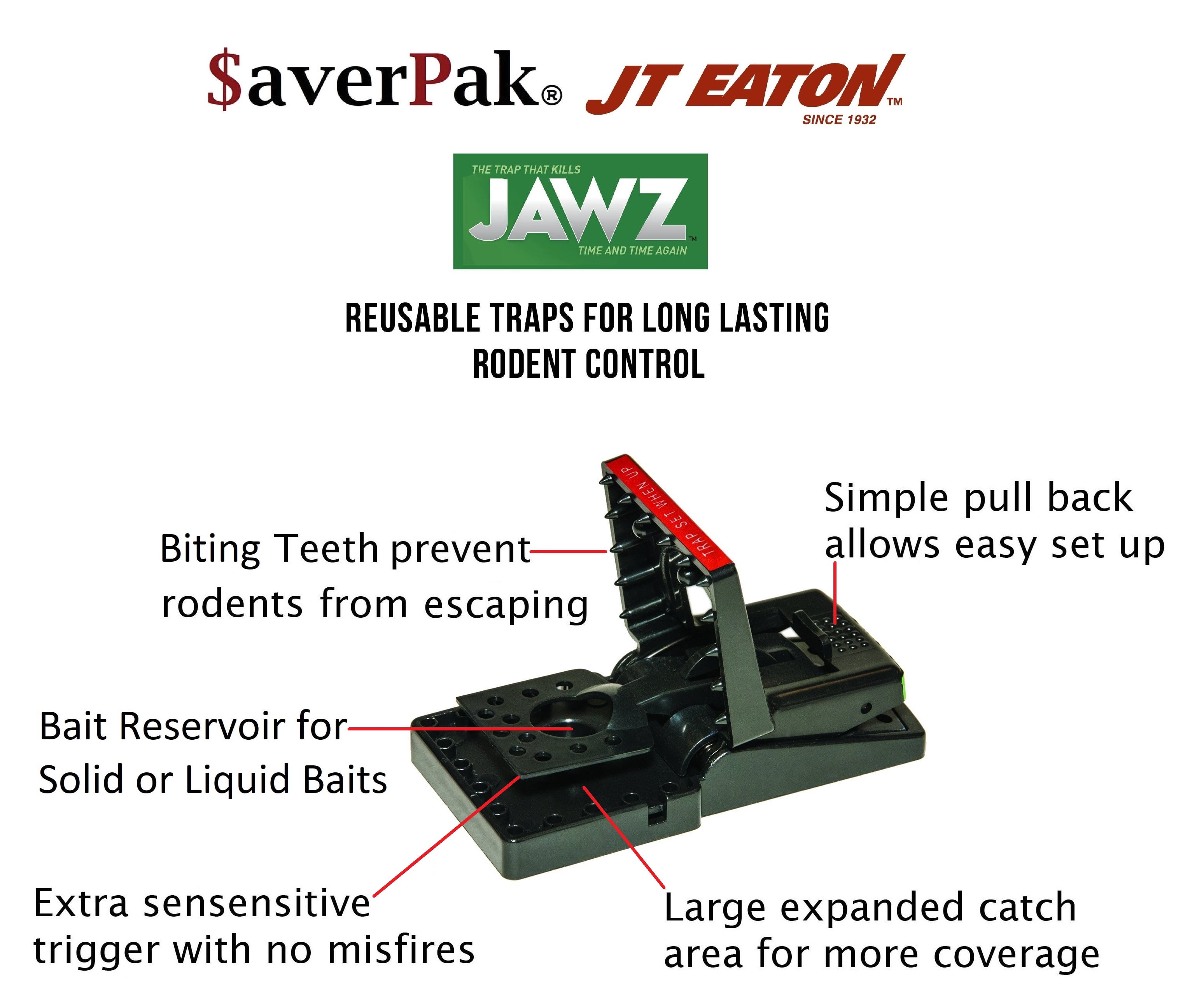 $averPak 8 Pack - Includes 8 JT Eaton Jawz Mouse Traps for use with Solid or Liquid Baits