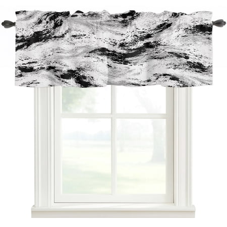 Black Marble Valances for Windows Farmhouse Kitchen Curtains Valances Rod Pocket Valance Curtains for Kitchen Windows Modern Abstract Art Ink Painting Window Valances for Bathroom Bedroom 60 x18