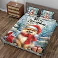 thumbnail image 3 of Merry Christmas Pomeranian Enjoys Woofmas Winter Xmas Holiday Quilt Bedding Set Pom Dog Lover Gifts 1 Blanket Bed Cover 2 Pillowcases - 02022, 3 of 5