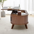 thumbnail image 4 of LEFHDA Lift Top Coffee Table, Modern Small Coffee Table with Storage, 47.2" Oval Coffee Table with Sliding Tambour Door, Wood End Table for Living Room (brown), 4 of 7