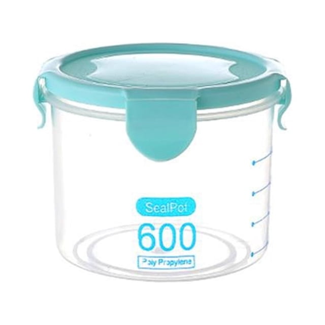 Sealed Storage Containers Food Storage Box Plastic Transparent Sealed Containers Kitchen Food Cereal Beans Nuts Storage Box Blue 600ml