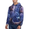 thumbnail image 3 of Uemuo Enchanted Forest Stag Gathering Pattern Men's Hoodie - Casual Pullover Hoodie with Kangaroo Pocket, Stylish Hooded Sweatshirt for Everyday Wear-Small, 3 of 7
