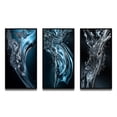 thumbnail image 2 of Designart "Waveform Dreams Black Monochrome Vision" Fractals Framed Wall Art Set Of 3 - Black Fractals Frame Gallery Set For Office Decor, 2 of 7