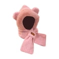 thumbnail image 4 of yuksok Hooded Scarf Ear Protection Winter Hat Scarf Set for Riding Outdoor Sports Pink, 4 of 9