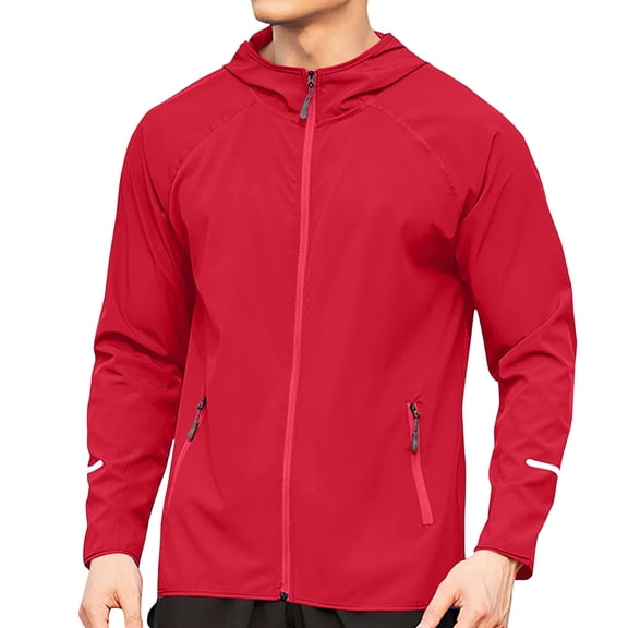 Hooded Athletic Jacket for Men Summer Windbreaker Training Coat Breathable Outdoor Sportswear for Running Gym Hiking Travel and Weekend Casual Layer