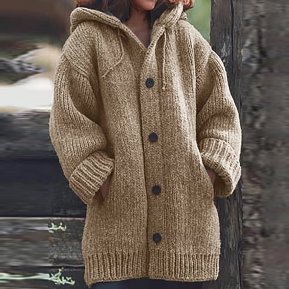 thick hooded cardigan