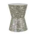 thumbnail image 2 of 19 Inch Luxury Accent Table Stool, Star Foliage Pattern, Gray and Brown- Saltoro Sherpi, 2 of 5