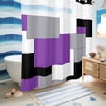 thumbnail image 5 of No Hook Shower Curtain, Purple Grey Black Geometric Shower Curtains for Bathroom with See Through Top Window, Middle Century Art Abstract Aesthetics Waterproof & Washable Bath Curtain 66"x72", 5 of 9