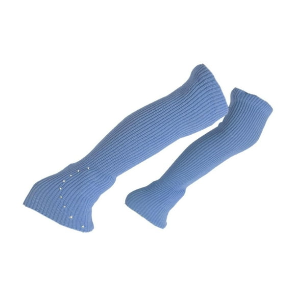 Wisewang Jambières de Patinage Artistique Décor Tricot Jambières Longues pour Femmes Adultes Yoga Bleu Longueur 50 cm