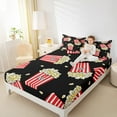 thumbnail image 4 of Feelyou Kawaii Popcorn Child Queen Sheet Sets, Vintage Film Theater Flat Sheet, Family Cinema Theme Queen Fitted Sheet, Lightweight Room Decor, 4pcs, 4 of 7