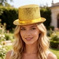 thumbnail image 2 of Glitter Top Hat Jazz Fedora Hat Vibrant Multicolor Party Costume Accessory Durable Lightweight Festive Performance Decor Fashionable Headwear 57cm/22.44'', 2 of 4