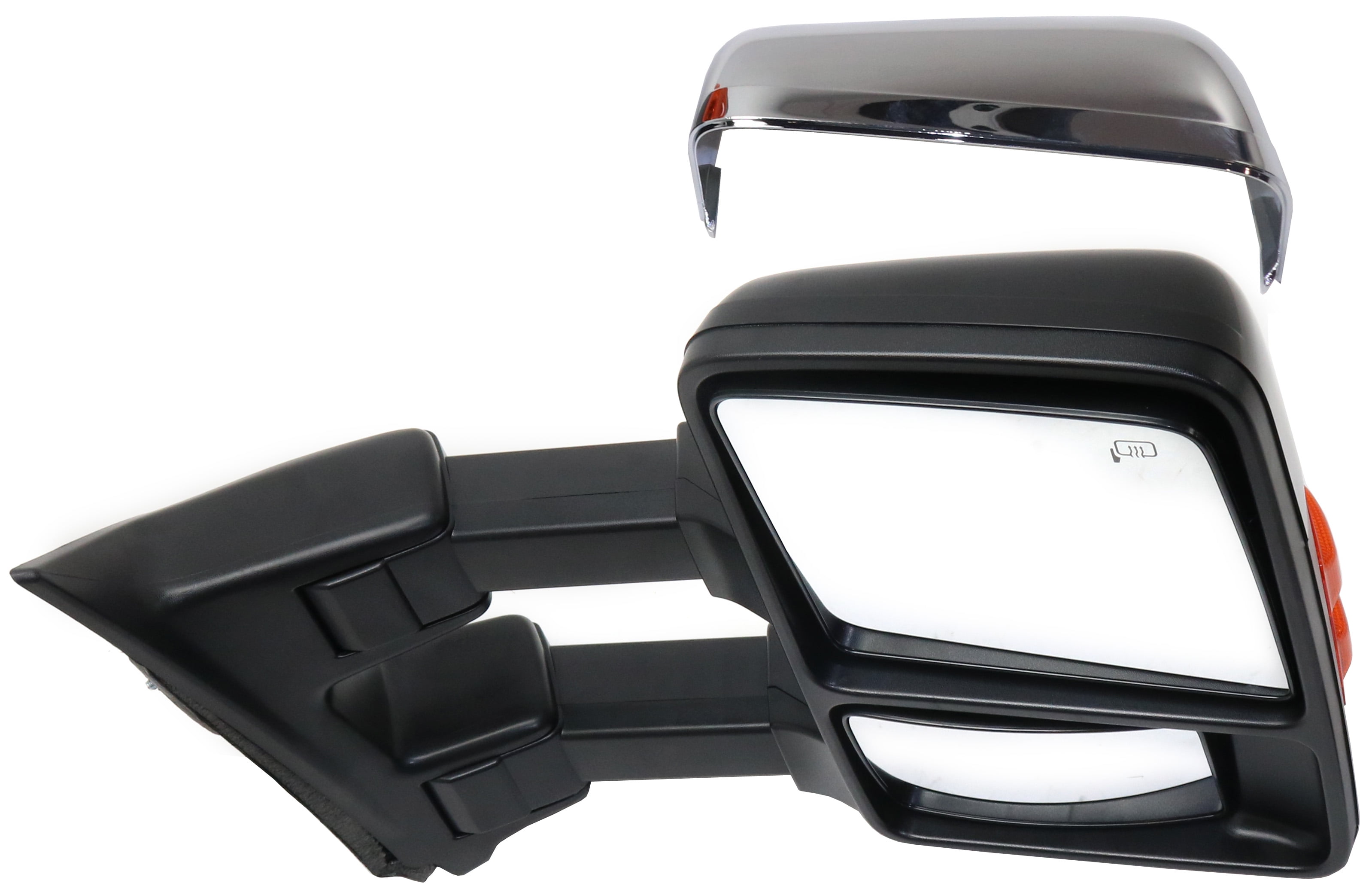 Kool Vue Towing Mirror Compatible With 2011-2016 Ford F-250 Super Duty F-350 Right Passenger Side Heated In-housing Signal Light 1 Chrome and Paintable Cap Kool-Vue