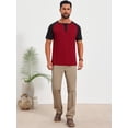 thumbnail image 2 of DARING DIVA Men's Henley Button Down Color Block Short Sleeve T-Shirt S Burgundy, 2 of 7