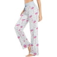 thumbnail image 3 of FREEAMG Women Pajama Pants Lounge Pants Long Stretch Comfy Sleepwear Pink Flamingo Leopard, 3 of 7