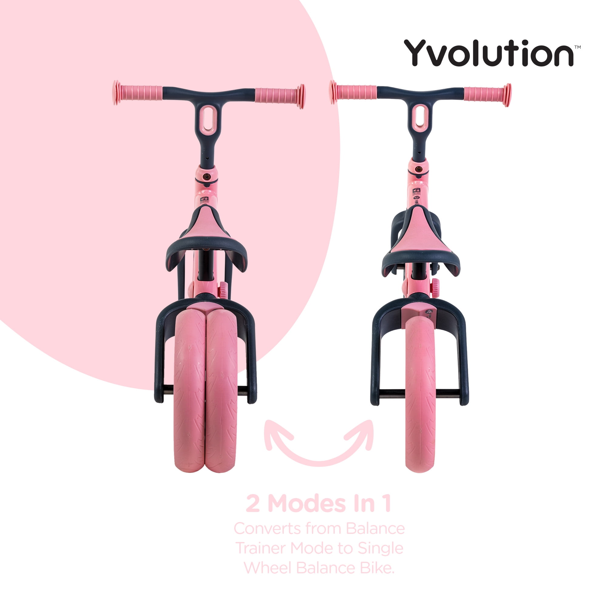 Yvolution Velo Toddler Balance Bike 9'' Wheel (Pink) Boys and Girls, 18 Months to 3 Years Old