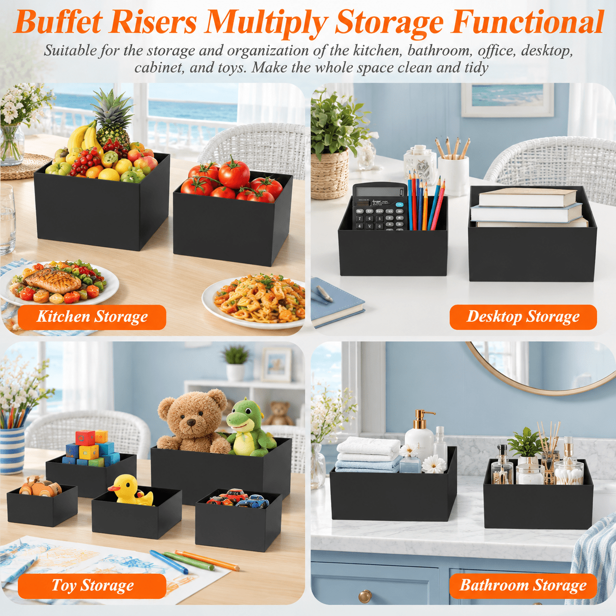 8black Buffet Risers With Mini Sign And Marker For Party Catering ...