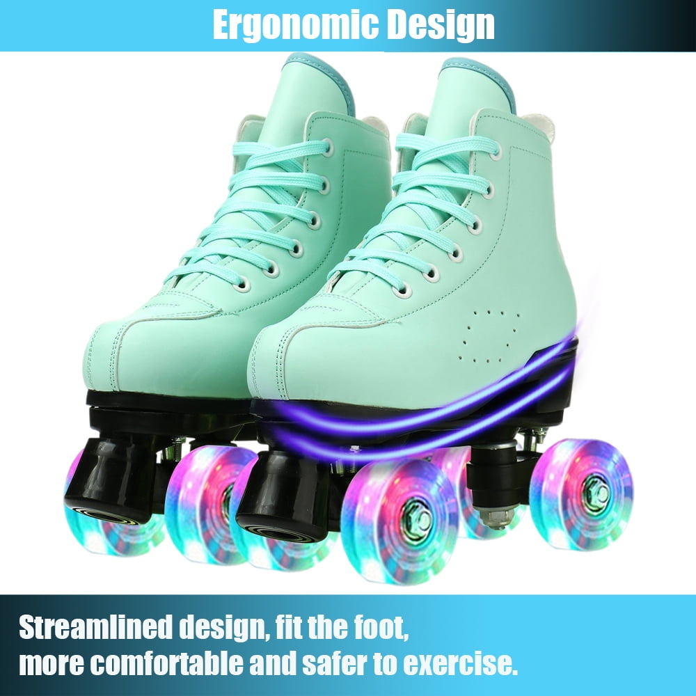 Womens Roller Skates Classic High-top for Girls Adult Outdoor Four-Wheel Flashing Roller Skates for Girls,with Carry Bag 