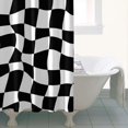 thumbnail image 4 of Black and White Wavy Checkerboard Pattern Shower Curtain 36"x72" ,Bathroom Decorative Shower Curtains Set with 12 Hooks,Modern Waterproof Washable Shower Curtain, 4 of 6