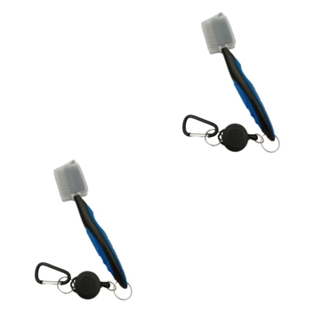 serony Golf Club Brush Replacement Solid Color Double-sided Ball Shoe Brushes Cleaning Tool Accessories with Carabiner Blue with Lid 2Set