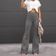 thumbnail image 1 of Pantalones casuales de pana con microcampana y cintura ajustada de color sólido para mujer de otoño e invierno, 1 of 6