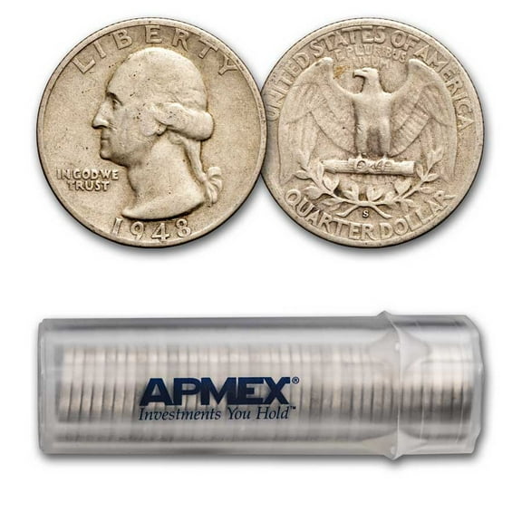 1948-S Washington Quarter 40-Coin Roll Avg Circ