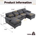 thumbnail image 5 of 111.8'' Soft Casual Sofa U-Shape Sectional Sofa Upholstered Sofa, Comfy Cloud Couch,Soft velvet living room sofa, 5 of 9