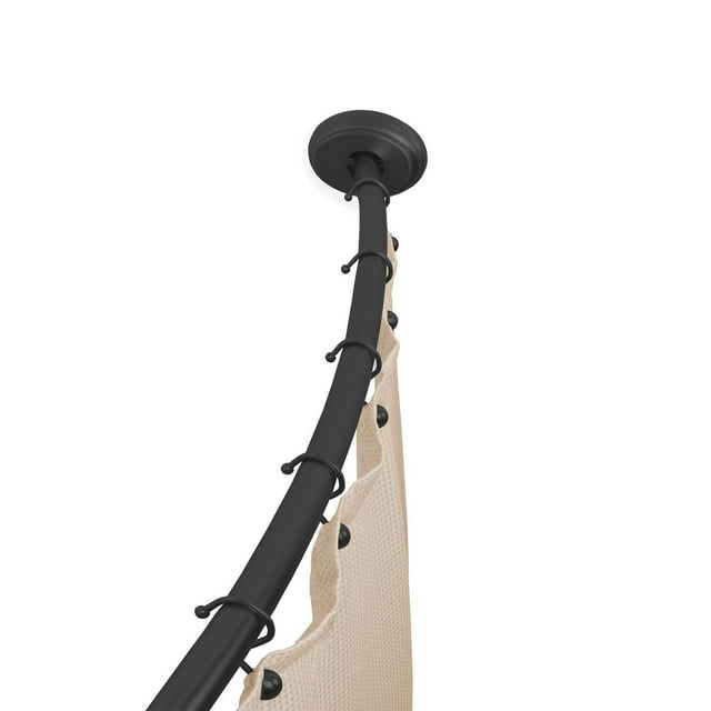 Mainstays Smart Rods Adjustable Curved Shower Curtain Rod, Tool-Free Tension or Wall-Mount Installation, 50" to 72"