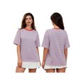 thumbnail image 2 of Komoo Women Oversized Striped T-Shirt Short Sleeve Crewneck Basic Shirt 2024 Fashion Summer Tee, 2 of 7