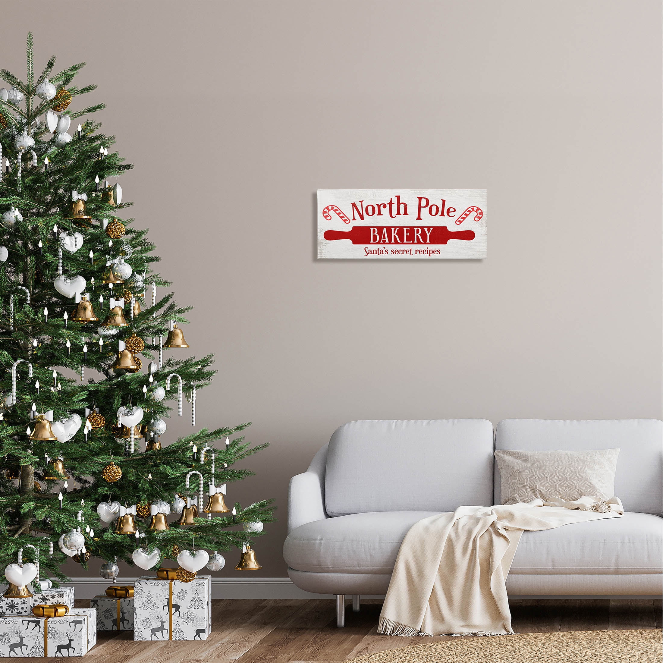 North Pole Bakery Kitchen Sign Holiday Graphic Art Gallery Wrapped Canvas Print Wall Art