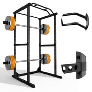 Power Cage, Commercial Grade 1200 Lbs Squat Rack With 14 Adjustable Height Presets, Safety Arms And J-Hooks, Compact Power Rack With Pull-Up Bar for Home Gym Workouts