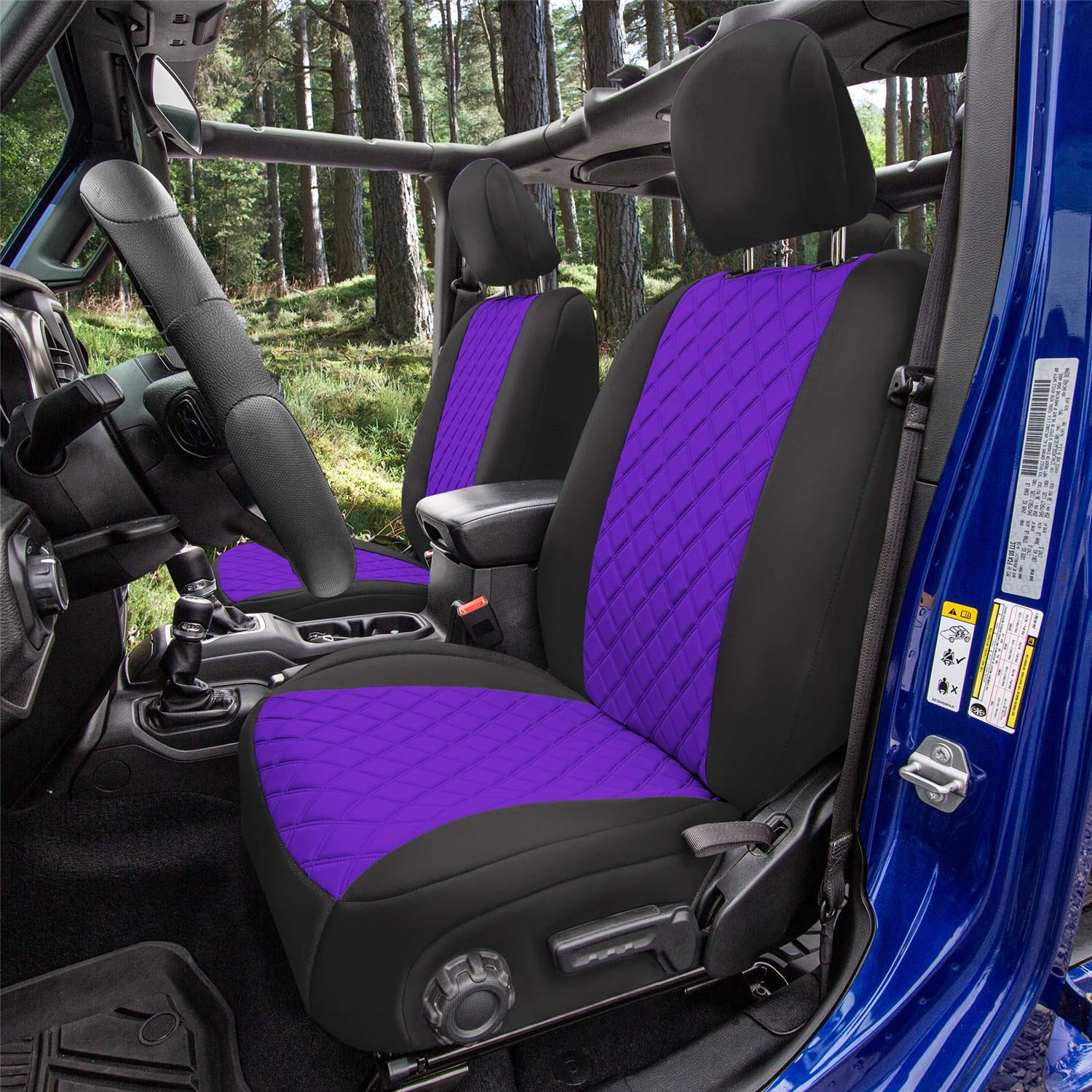 For Jeep Wrangler JL 4DR 2018-2023 FH Group Neoprene Custom Fit Car Seat Covers Full Set - Purple