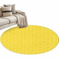 thumbnail image 2 of 4Ft Round Rug, Yellow Morocco Non-Skid Rubber Backing Large Area Rugs - Living Room Bedroom Home Office, Geometric Leaf Diamond Lattice Abstract Indoor Floor Mat Carpets Washable Rug, 2 of 9