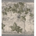 thumbnail image 1 of Feuilles Vertes sur les Branches Motif Rétro Bord de Papier Peint Gris Floral, Rouleau 15' x 9'', 1 of 3