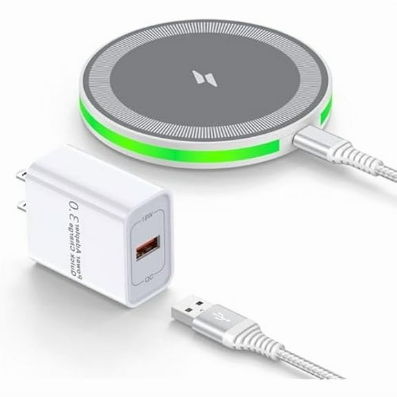 WEEKS iPhone 16e Wireless Charger Fast Charging Pad for iPhone 16/16 Pro Max/16 Plus/16 Pro/15/15 Pro Max/15 Plus/14/Moto G Stylus 5G 2025/G75, 15W Android Wireless Charger Station with QC3.0 Adapter