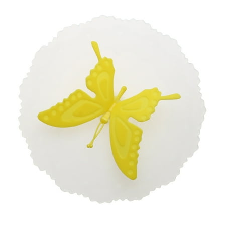 

Xewsqmlo Cute Butterfly Silicone Cup Lids Anti-dust Leakproof Mugs Cover (Yellow)
