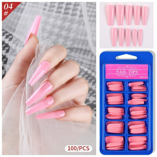 Nail Sticker 100pcs Long Fake Nails Full Cover False Nail Coffin Tips Ballerina Art Manicure