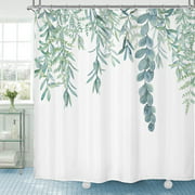Eucalyptus Leaves Shower Curtain 71Wx71H Inch Sage Green Organic Nature Plants Botanical Bathroom Decor Waterproof With Plastic Hooks
