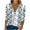 Blue, variant on LEAVINGSUO Blouses for Women Women's Fashion T-Shirt Floral Printed Lace Three Quarter Sleeve Blouse V-Neck Casual Tops