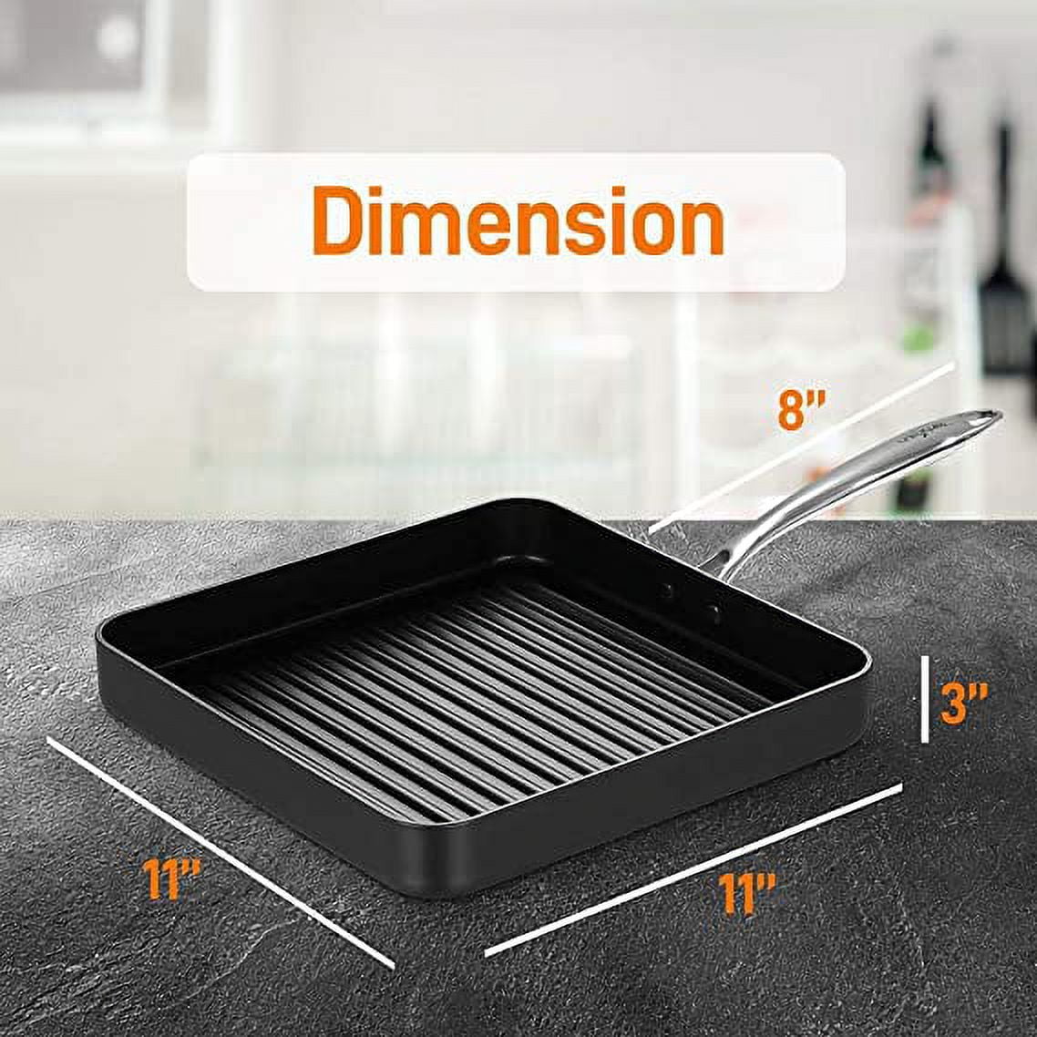 Hard-Anodized Nonstick Grill & Griddle — NutriChef Kitchen