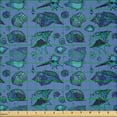 thumbnail image 2 of Ambesonne Nautical Fabric by the Yard Microfiber, Assorted Seashells Pattern, 10 Yards, Aqua Dark Lavender, 2 of 2