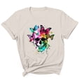 thumbnail image 4 of Sexlip Womens Swimsuit Set Vibrant Butterfly Skull Print Cover Up Design Crew Neck Short Sleeve Loose Silhouette Sun Protection Fabric for Beach Wear Yellow XXXL, 4 of 4
