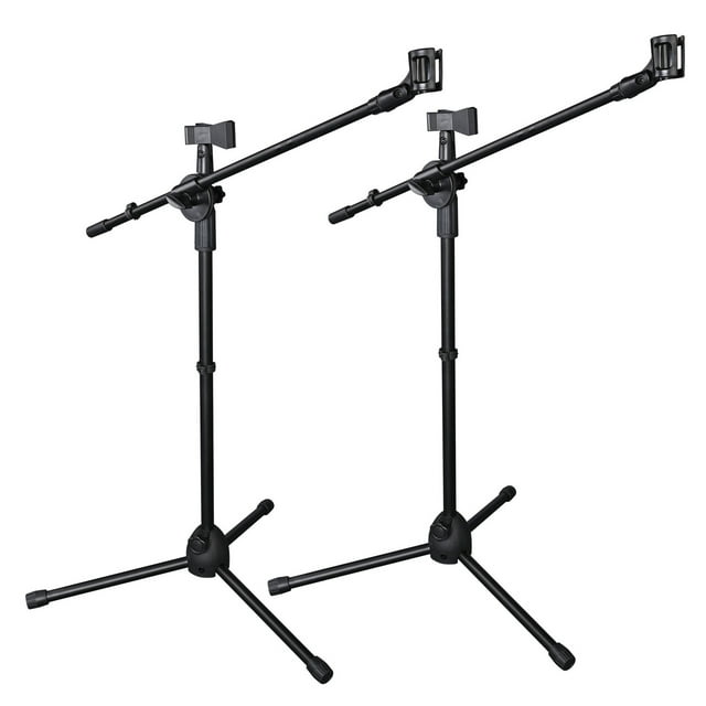 2 Pack Support de Trépied pour Microphone Bras Bôme Rotatif Pince à Micro Double Hauteur Réglable