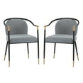 thumbnail image 3 of Christopher Knight Home Upholstered Dining Armchairs, Black Legs with Gold Tips, Gray, Set of 2, 3 of 10